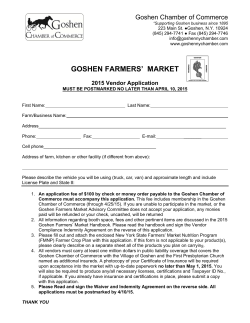 2015 Farmers Market Vendor Application