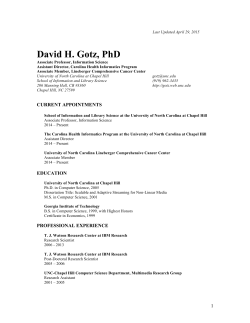 Curriculum Vitae - David Gotz - The University of North Carolina at