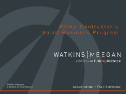 Prime Contractor`s Small Business Program