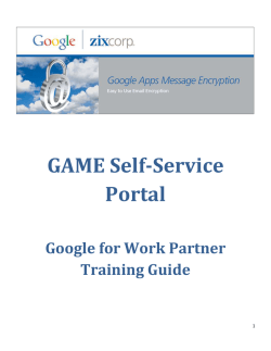 GAME Self-Service Portal Training Guide for Google Partners