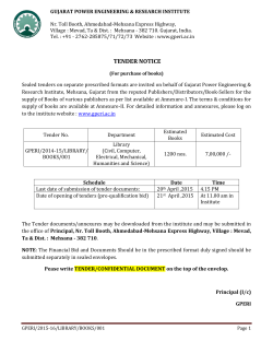 TENDER NOTICE - Gujarat Power Engineering & Research Institute