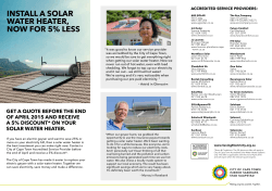 INSTALL A SOLAR WATER HEATER, NOW FOR 5% LESS