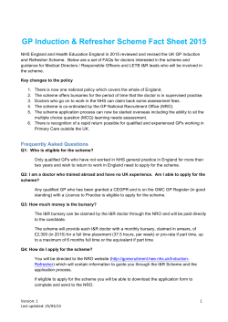 GP Induction & Refresher Scheme Fact Sheet 2015