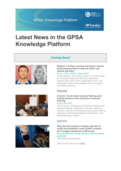 Latest News in the GPSA Knowledge Platform