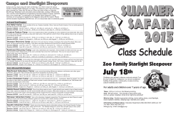 Summer Safari 2015 Schedule