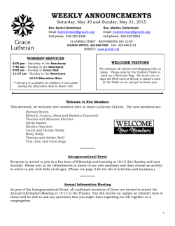 Weekly Announcements 5/31/15
