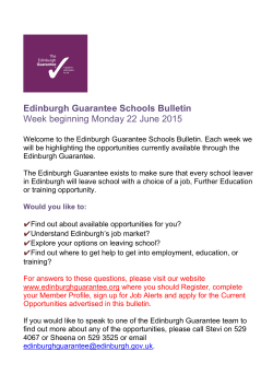 Edinburgh Guarantee Schools Bulletin Week beginning Monday 8
