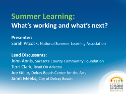 Summer Learning: - The Campaign for Grade