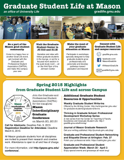 Graduate Student Life Event Flier for Spring 2015