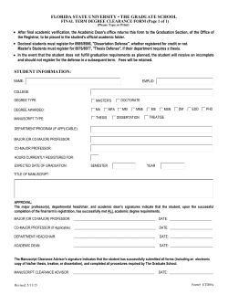 Final Degree Clearance Form - The Graduate School