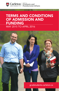 Terms and Conditions of Admission and Funding
