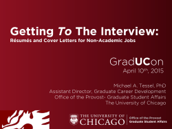 Getting To The Interview: - Graduate Affairs