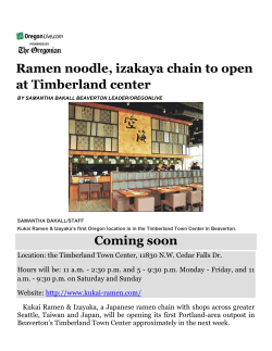 Ramen noodle, izakaya chain to open at Timberland center Coming