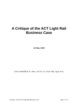 A Critique of the ACT Light Rail Business Case