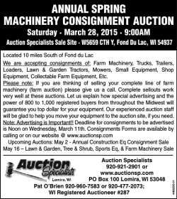 AnnuAl Spring MAchinery conSignMent Auction