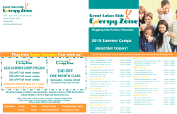 CAMP SCHEDULE and COUPONS - Great Lakes Kids Energy Zone
