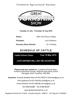 SCHEDULE OF CATTLE - Great Yorkshire Show