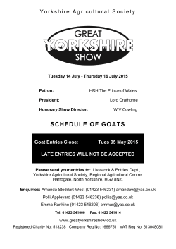 SCHEDULE OF GOATS - Great Yorkshire Show