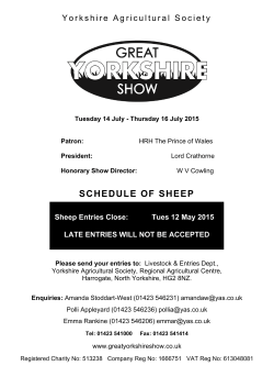 SCHEDULE OF SHEEP - Great Yorkshire Show