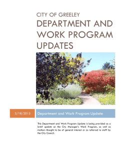 Department and Work Program Updates