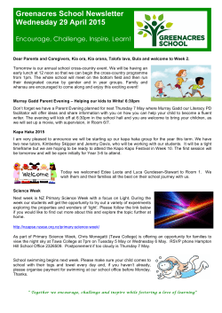 Greenacres School Newsletter Wednesday 29 April 2015