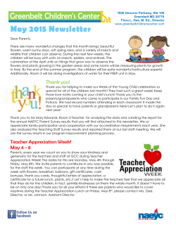 May 2015 Newsletter - Greenbelt Children`s Center