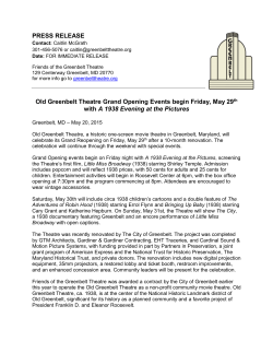 PRESS RELEASE Old Greenbelt Theatre Grand Opening Events