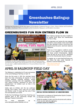 April 2015 Newsletter - Greenbushes Community Resource Centre