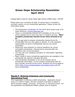 Green Hope Scholarship Newsletter
