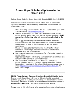 Green Hope Scholarship Newsletter March 2015