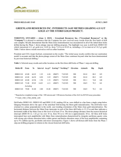 greenland resources inc. intersects 14.03 metres grading 4.11 g/t