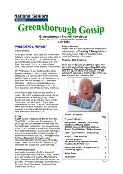 June 2015 - Greensborough Branch