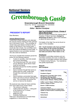 March 2015 - Greensborough Branch