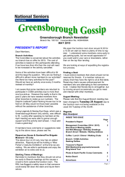 May Newsletter 2015 - Greensborough Branch