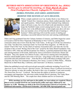 Debra Ponzek - Retired Men`s Association of Greenwich, Inc.