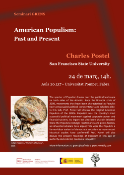 American Populism: Charles Postel 24 de marÃ§, 14h.