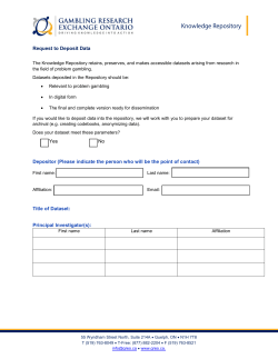 Request to Deposit Data Form - Ontario Problem Gambling