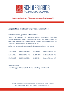 Angebot fÃ¼r den Hamburger Ferienpass 2015