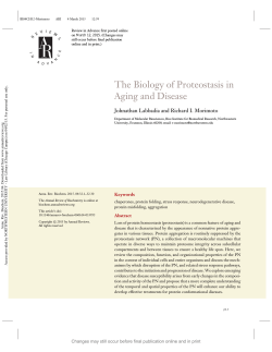 The Biology of Proteostasis in Aging and Disease