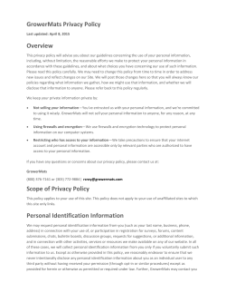 GrowerMats Privacy Policy Overview Scope of Privacy Policy