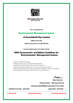 Environmental Management System of Growthbuilt Pty Limited NSW
