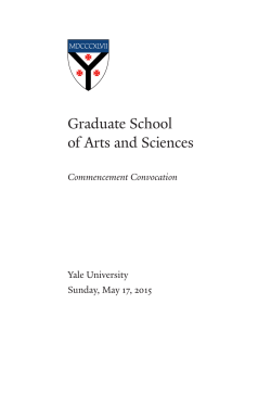 GSAS Convocation Program - Yale`s Graduate School of Arts