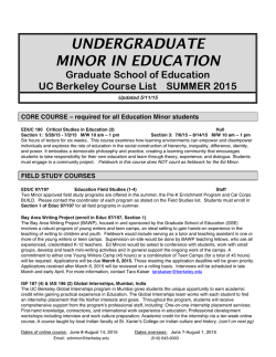 Ed Minor Courses Summer 2015 (updated 5/11/15)