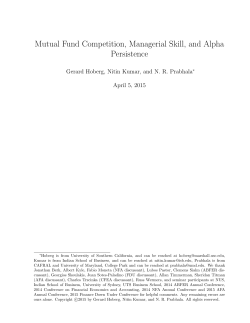 Mutual Fund Competition, Managerial Skill, and Alpha Persistence