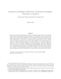 Intellectual Property Protection and Financial Markets: Patenting vs