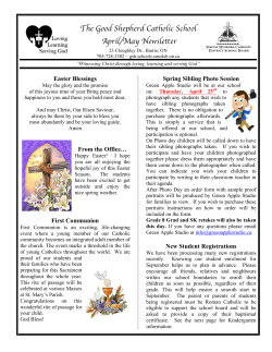The Good Shepherd Catholic School April/May Newsletter