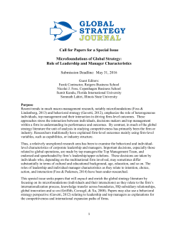 Call for Papers - Strategic Management Society
