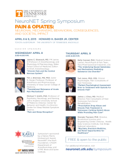 NeuroNET Spring Symposium PAIN & OPIATES: