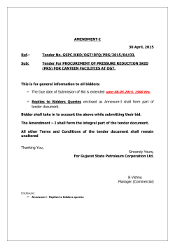AMENDMENT-I 30 April, 2015 Ref.: Tender No. GSPC/KKD/OGT