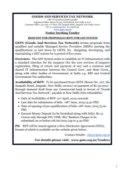 Notice Inviting Tender for GST System, dt 21st Apr 2015